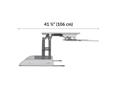 Dimension image shows that the desk riser is a total of 41.75 inches deep